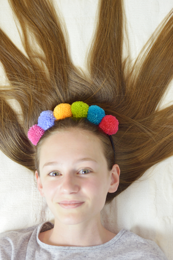 Details about   Pom Pom Headband with Hair Extensions